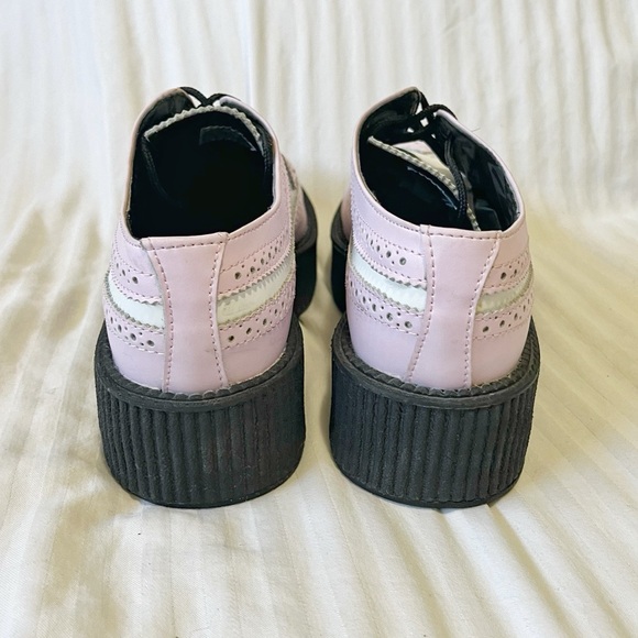 NWOT T.U.K Viva High Sole Mondo Wingtip Oxford Platform Creeper White Pink EU 39 - Picture 8 of 14